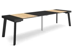 Mesa Consola Extensivel, 300, Para 14 Péssoas, Pés De Madeira, Preto E Carvahlo