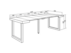 Mesa Consola Extensivel, 220, Para 10 Péssoas, Pés De Madeira, Preto E Carvahlo