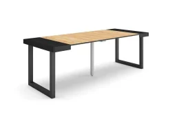 Mesa Consola Extensivel, 220, Para 10 Péssoas, Pés De Madeira, Preto E Carvahlo