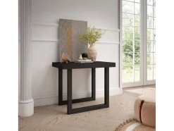 Mesa Consola Extensivel, 220, Para 10 Péssoas, Pés De Madeira, Preto E Carvahlo