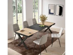 Mesa Consola Extensivel, 260, Para 12 Péssoas, Pés De Madeira, Carvahlo E Preto