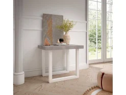Mesa Consola Extensivel, 300, Para 14 Péssoas, Pés De Madeira, Cimento