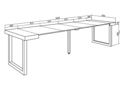 Mesa Consola Extensivel, 300, Para 14 Péssoas, Pés De Madeira, Cimento