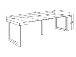 Mesa Consola Extensivel, 260, Para 12 Péssoas, Pés De Madeira, Branco E Cinzento