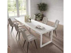 Mesa Consola Extensivel, 300, Para 14 Péssoas, Pés De Madeira, Branco