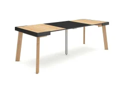 Mesa Consola Extensivel, 220, Para 10 Péssoas, Pés De Madeira, Carvahlo E Preto