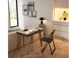 Mesa Consola Extensivel, 220, Para 10 Péssoas, Pés De Madeira, Carvahlo E Preto