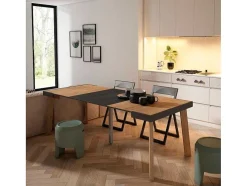 Mesa Consola Extensivel, 220, Para 10 Péssoas, Pés De Madeira, Carvahlo E Preto