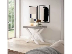 Mesa Consola Extensivel, 260, Para 12 Péssoas, Pés De Madeira, Cimento