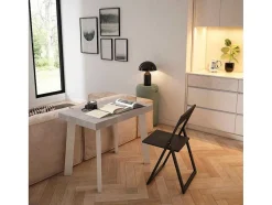 Mesa Consola Extensivel, 220, Para 10 Péssoas, Pés De Madeira, Cimento