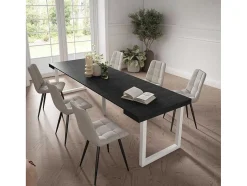 Mesa Consola Extensivel, 300, Para 14 Péssoas, Pés De Madeira, Preto
