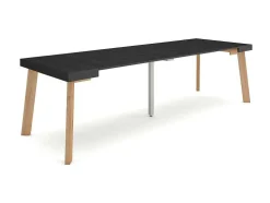 Mesa Consola Extensivel, 260, Para 12 Péssoas, Pés De Madeira, Preto