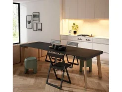 Mesa Consola Extensivel, 260, Para 12 Péssoas, Pés De Madeira, Preto