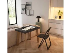 Mesa Consola Extensivel, 260, Para 12 Péssoas, Pés De Madeira, Preto
