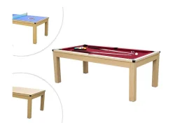 Mesa Convertivel - Mesa De Bilhar E De Ping Pong Balthazar - 213*112*81.5 Cm - Vermelho