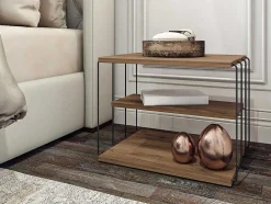Mesa De Apoio Com 1 Prateleira Natural Claro E Preto - Brilena