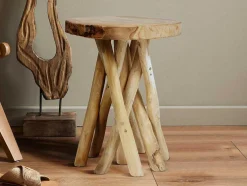 Mesa De Apoio Em Teca Cor Natural - Gayana