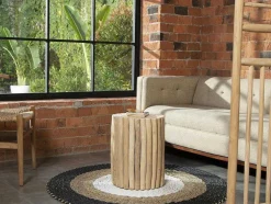 Mesa De Apoio Em Teca Cor Natural - Lutiana