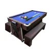 Mesa De Bilhar 7 Pés Multijogo Azul Air Hockey + Ping Pong - Stark Com Bancos