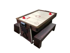 Mesa De Bilhar 7 Pés Multijogo Azul Air Hockey + Ping Pong - Stark Com Bancos