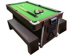Mesa De Bilhar 7 Pés Multijogo Verde Air Hockey + Ping Pong - Stark Com Bancos