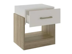 Mesa De Cabeceira Bodil - 1 Gaveta - Carvalho E Marfim