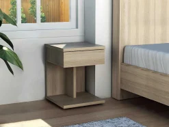 Mesa De Cabeceira Com 1 Gaveta Cor Carvalho - Borla