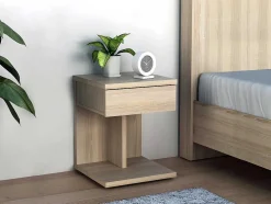 Mesa De Cabeceira Com 1 Gaveta Cor Carvalho - Borla