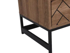 Mesa De Cabeceira Com 1 Gaveta E 1 Nicho Em Mdf E Aco Cor Natural E Preto - Caratana
