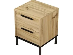 Mesa De Cabeceira Com 2 Gavetas E Pés De Metal - Venprodin - Feltro 35 Cm - Preto
