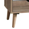 Mesa De Cabeceira Com 3 Gavetas Cores Natural, Branco E Azul-Marinho - Lurvia