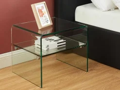 Mesa De Cabeceira Com 1 Nicho Em Vidro Temperado - Stileos