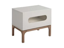 Mesa De Cabeceira Em Madeira De Nogueira E Cinzento Com Iluminação Interior 7144