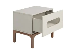 Mesa De Cabeceira Em Madeira De Nogueira E Cinzento Com Iluminação Interior 7144