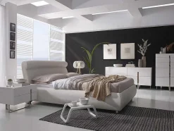 Mesa De Cabeceira Em Mdf Lacado Branco Brilhante Com Duas Gavetas 7003
