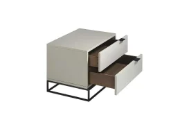 Mesa De Cabeceira Em Mdf Lacado Em Cinza Perola Brilhante, Estrutura 7004