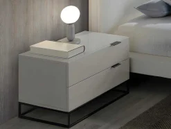 Mesa De Cabeceira Em Mdf Lacado Em Cinza Perola Brilhante, Estrutura 7004