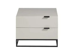 Mesa De Cabeceira Em Mdf Lacado Em Cinza Perola Brilhante, Estrutura 7004