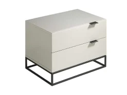 Mesa De Cabeceira Em Mdf Lacado Em Cinza Perola Brilhante, Estrutura 7004