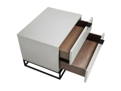 Mesa De Cabeceira Em Mdf Lacado Em Cinza Perola Brilhante, Estrutura 7004