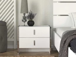 Mesa De Cabeceira 2 Gavetas Branco - Cadeba