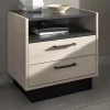 Mesa De Cabeceira 2 Gavetas E 1 Nicho Cor Natural E Antracite - Leandre