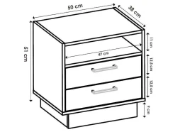 Mesa De Cabeceira 2 Gavetas E 1 Nicho Cor Natural E Antracite - Leandre
