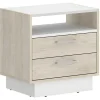 Mesa De Cabeceira 2 Gavetas E 1 Nicho Cor Natural E Branco - Leandre
