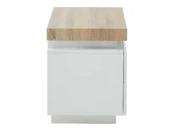 Mesa De Cabeceira - 2 Gavetas - Mdf Lacado - Com Leds - Cor: Branco E Carvalho - Halo Ii