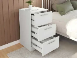 Mesa De Cabeceira Solar 3 Gavetas (Branco)