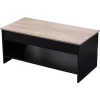 Mesa De Cafe Com Tampo Levantado, Preto E Madeira Hedda