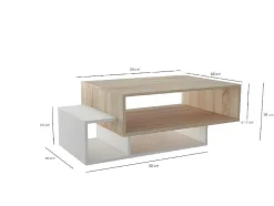 Mesa De Cafe Gemini, Branco, Sonoma, 100X60X35 Cm, Epikasa