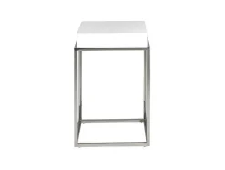 Mesa De Canto Com Tampo Em Mdf Lacado Em Branco Brilho Sobre Estrutura Em Aco Inoxidavel, 2041