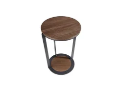 Mesa De Canto Em Nogueira E Aco Preto 2116